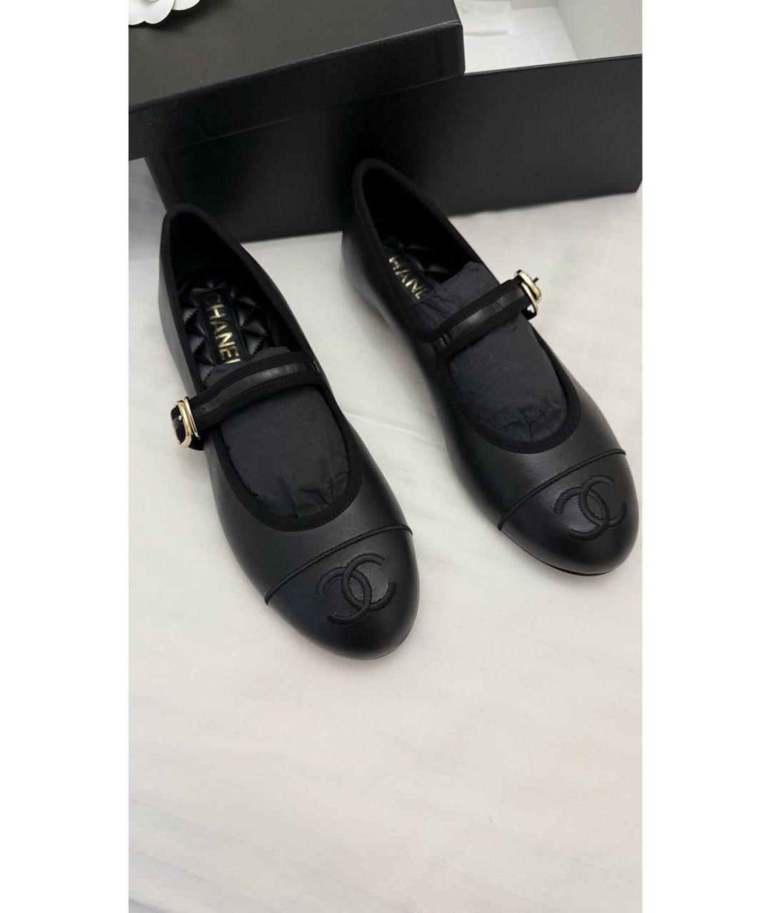 CHANEL Черные кожаные балетки, фото 2