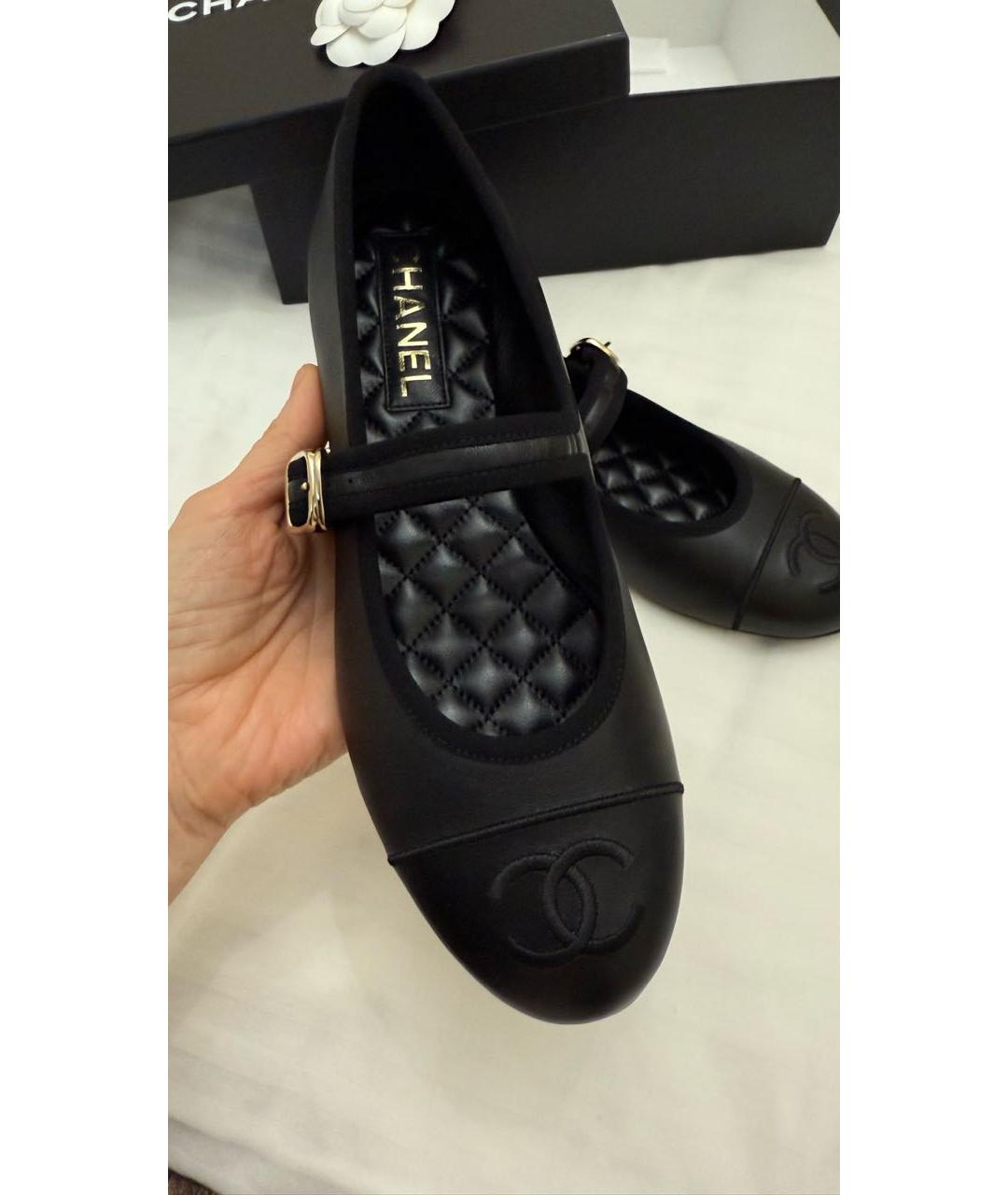 CHANEL Черные кожаные балетки, фото 5