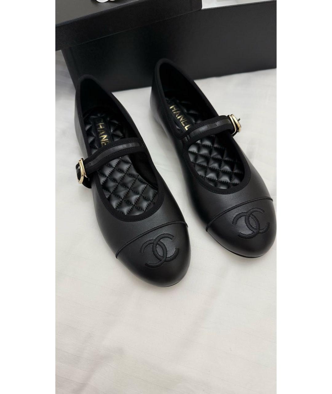 CHANEL Черные кожаные балетки, фото 7