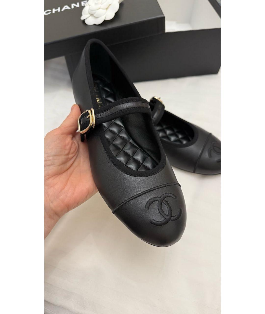 CHANEL Черные кожаные балетки, фото 6