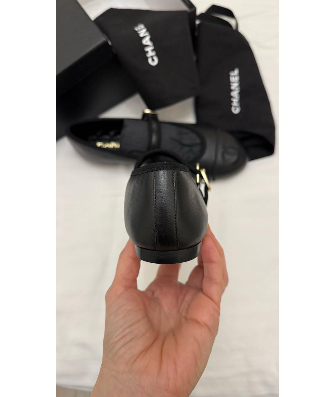 CHANEL Черные кожаные балетки, фото 4