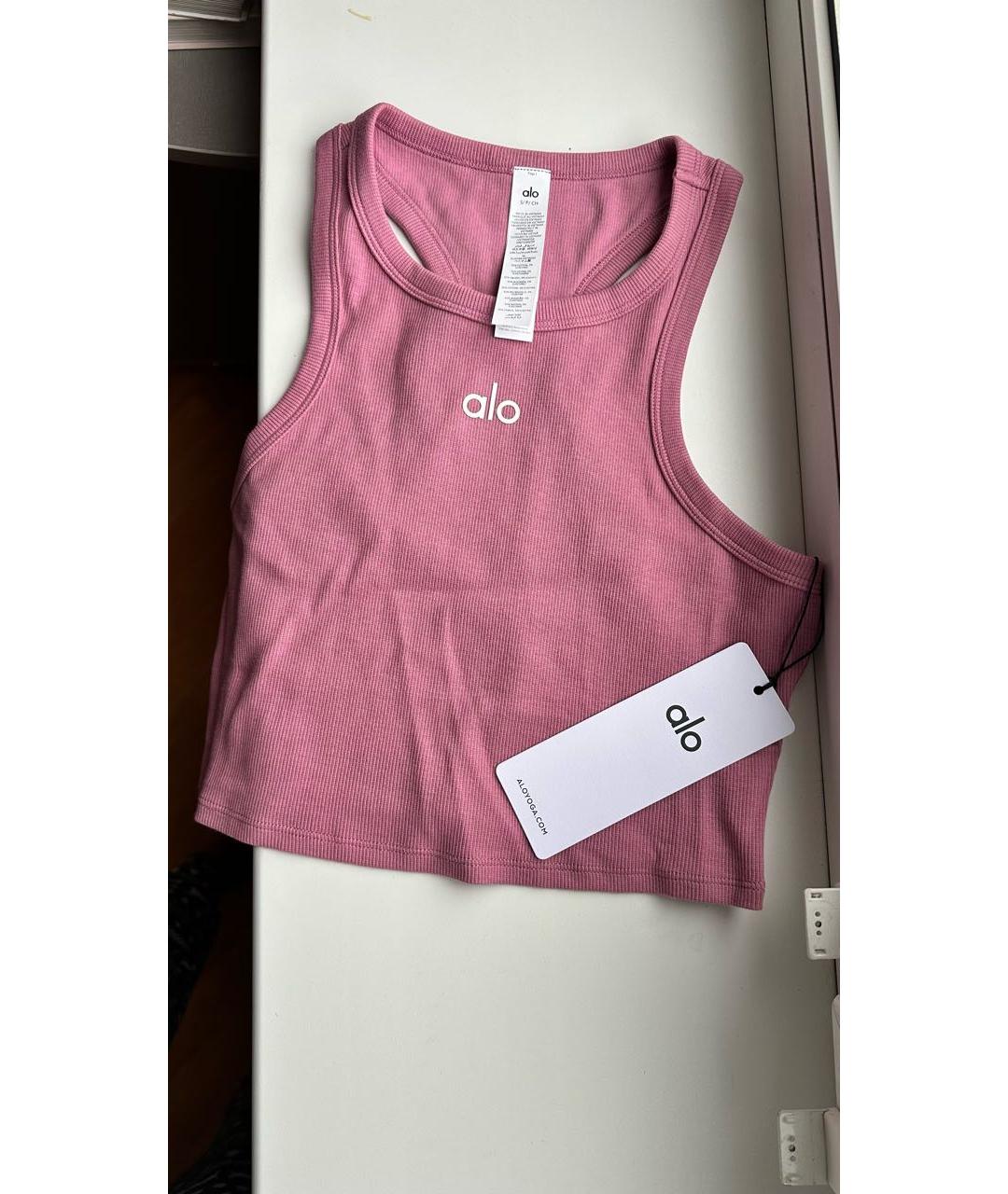 ALO YOGA Розовая хлопковая майка, фото 2