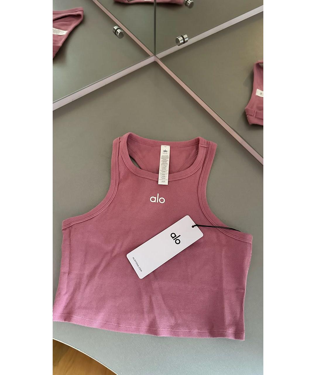 ALO YOGA Розовая хлопковая майка, фото 5