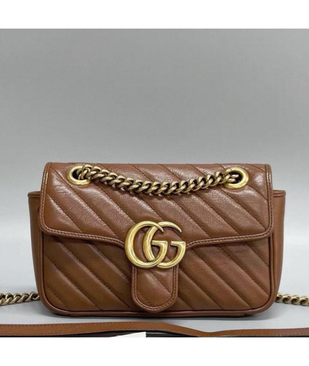 GUCCI Коричневая кожаная сумка через плечо, фото 2