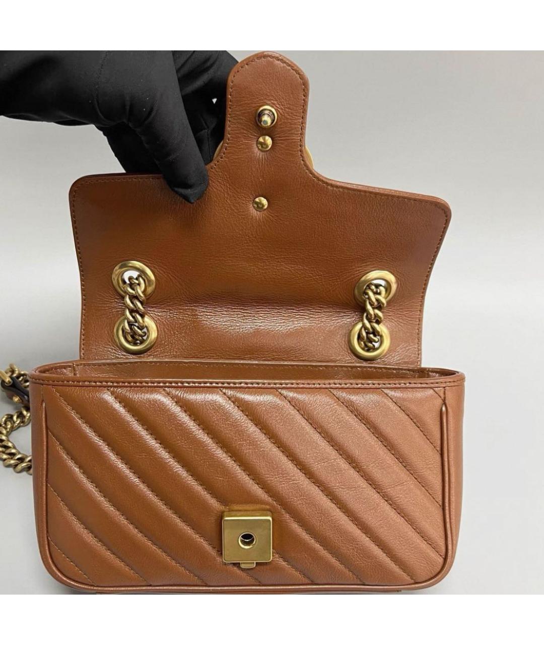 GUCCI Коричневая кожаная сумка через плечо, фото 5