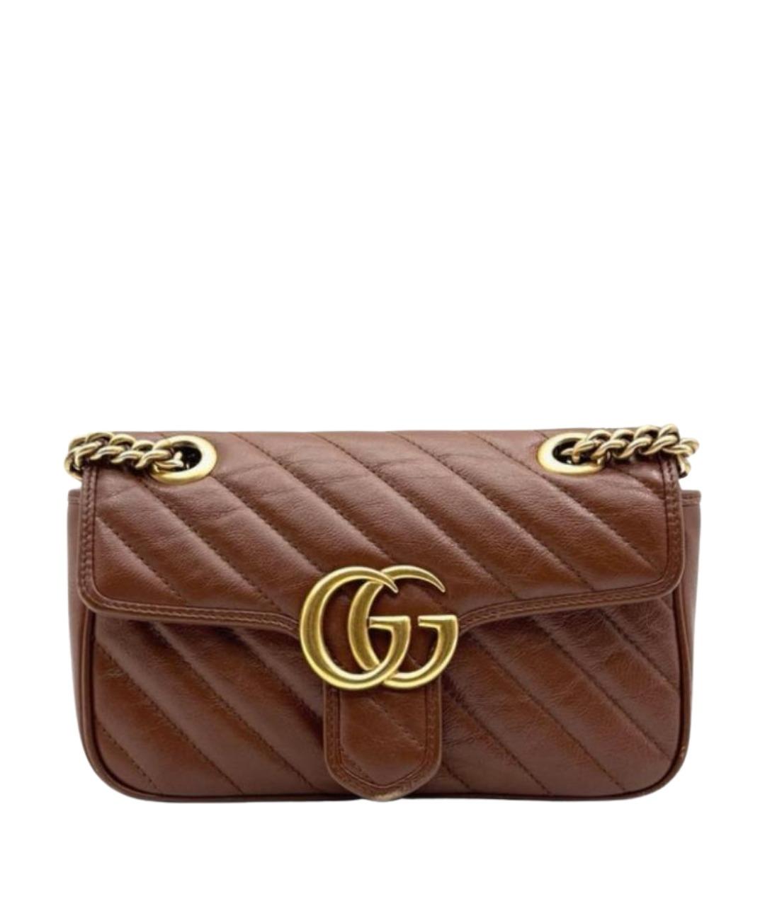 GUCCI Коричневая кожаная сумка через плечо, фото 1