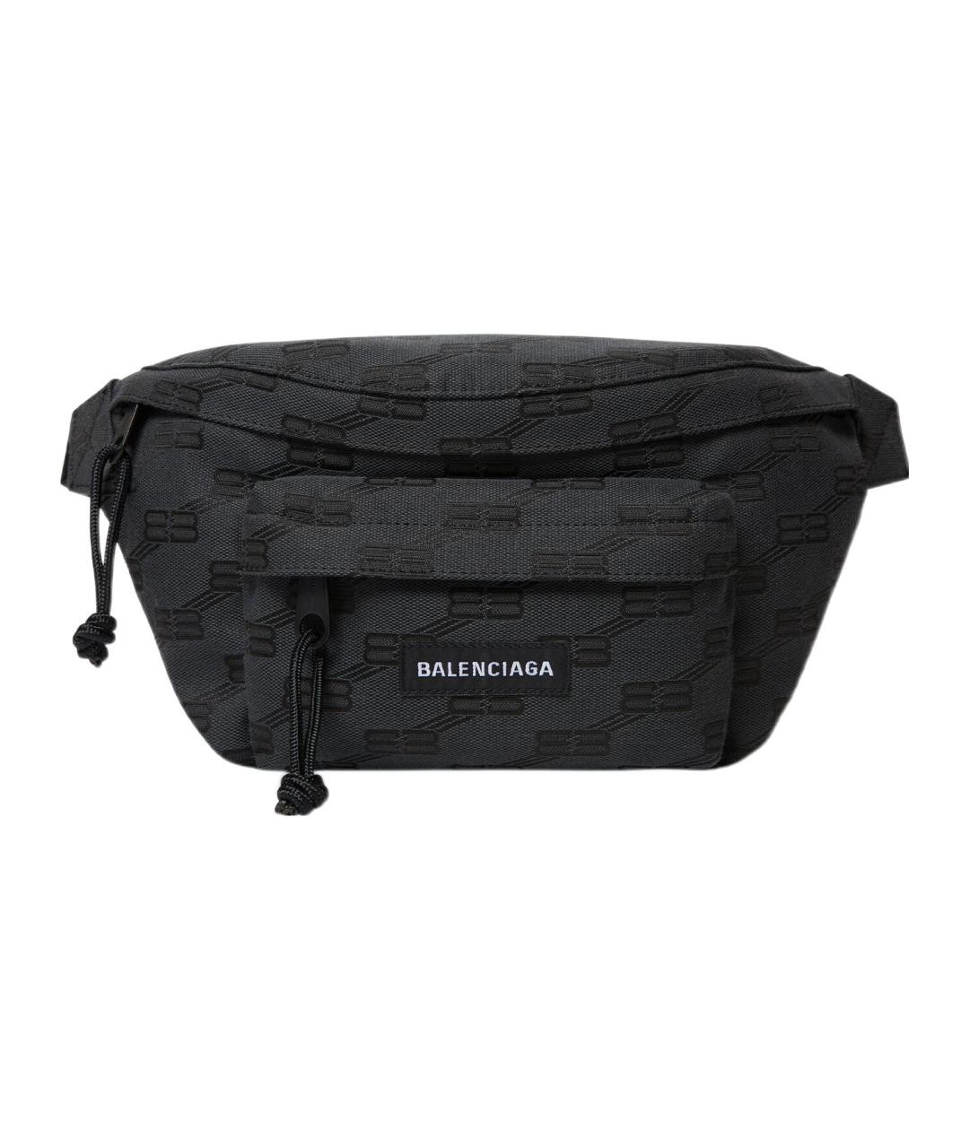 BALENCIAGA Черная тканевая поясная сумка, фото 1