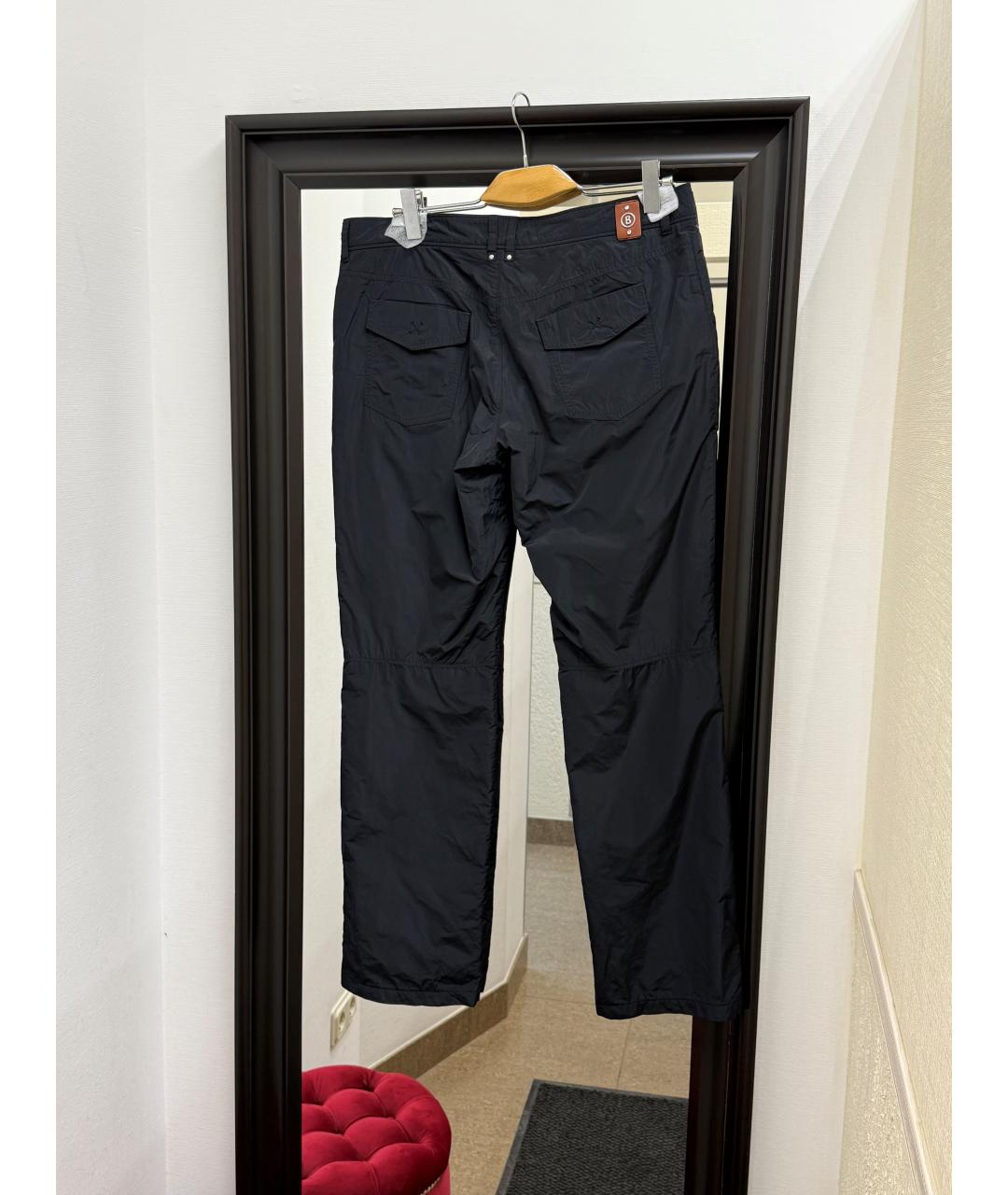 BOGNER Черные полиэстеровые прямые брюки, фото 2