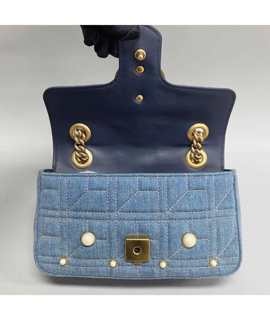 GUCCI Голубая деним сумка через плечо, фото 4