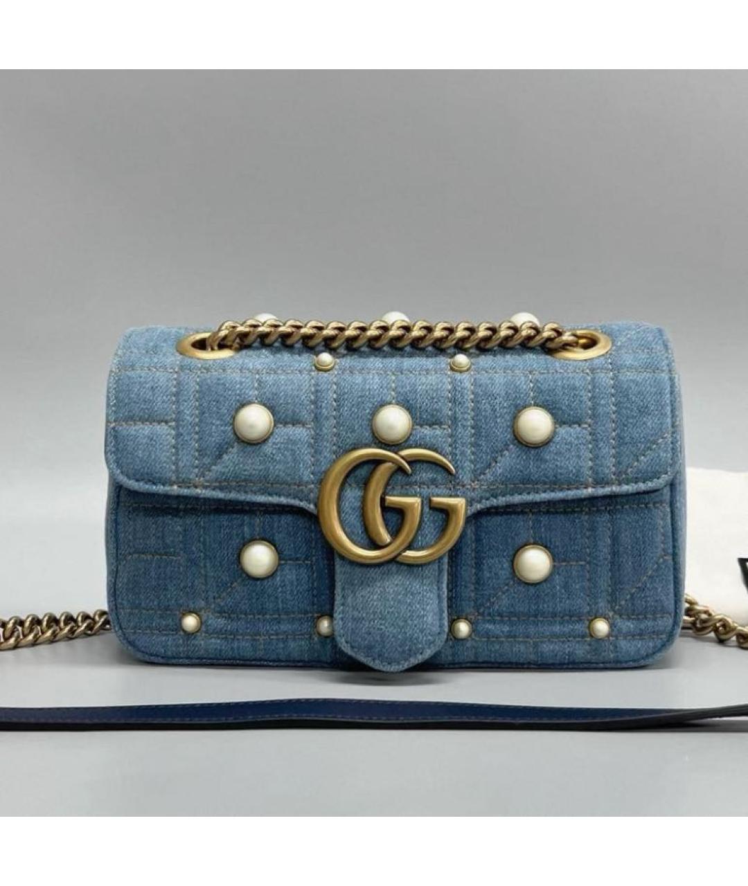 GUCCI Голубая деним сумка через плечо, фото 5