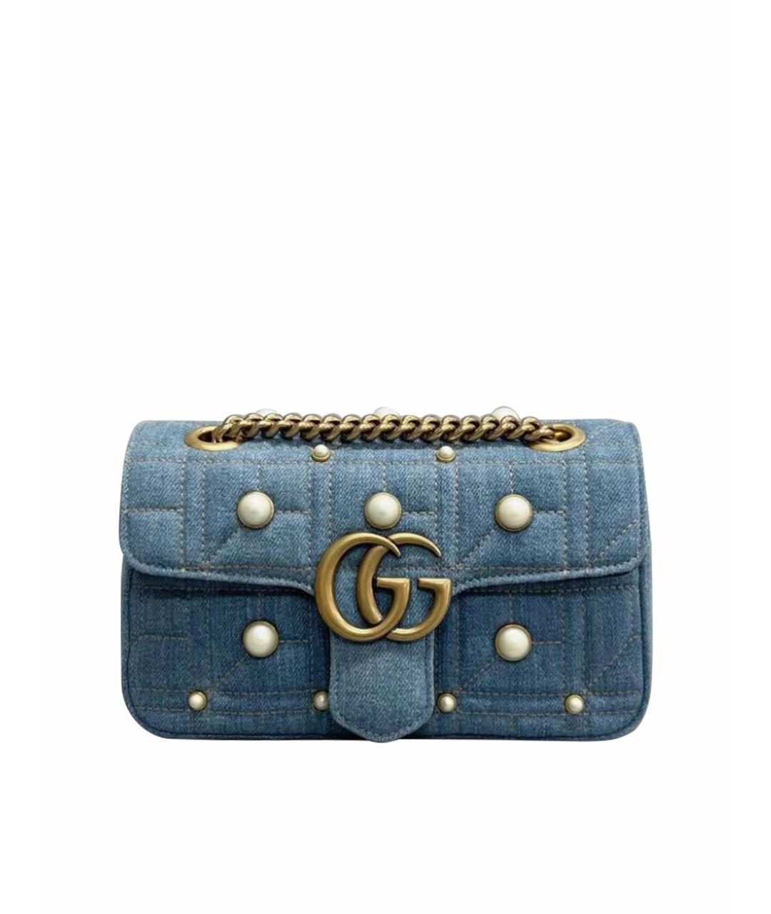 GUCCI Голубая деним сумка через плечо, фото 1