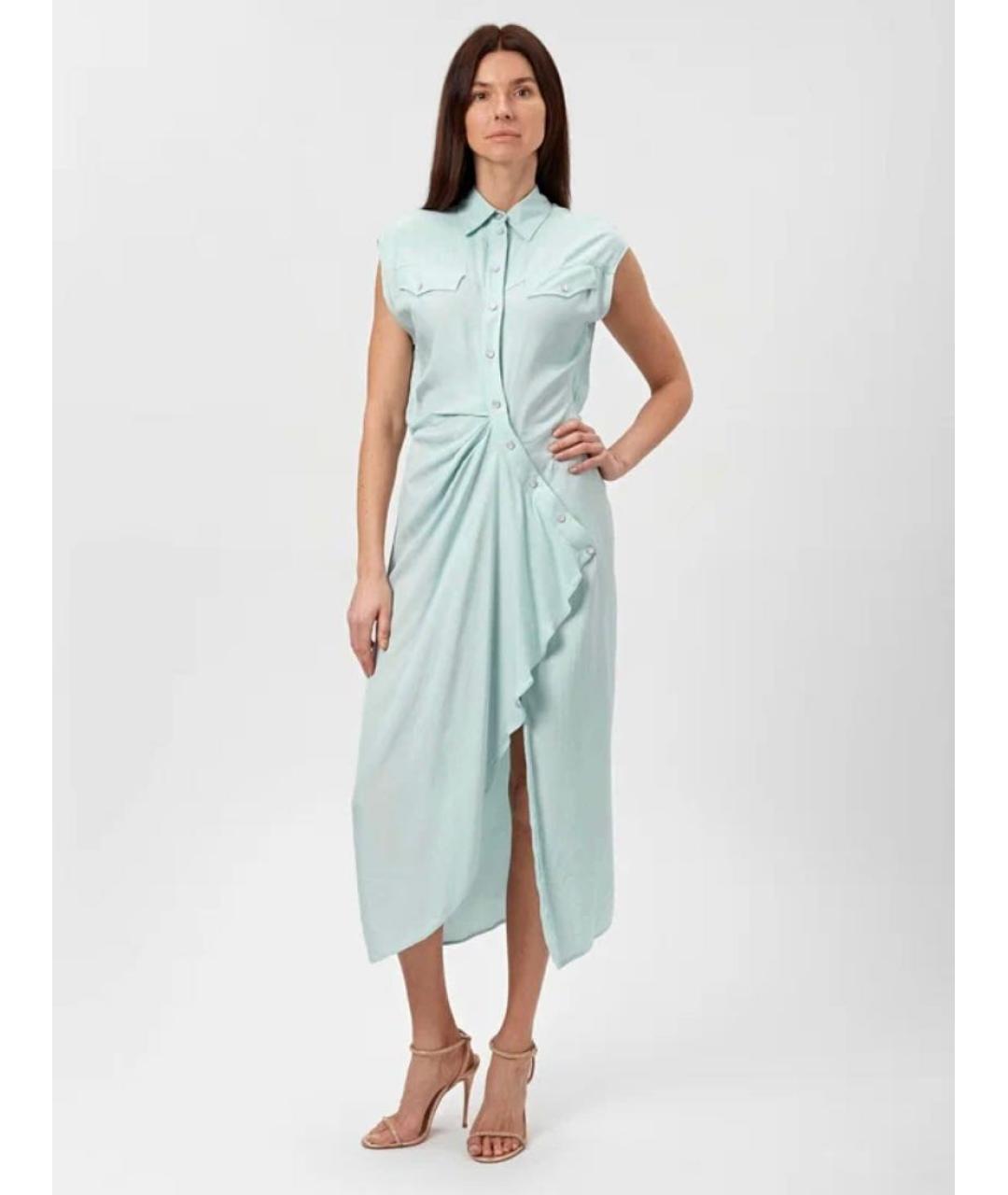 PINKO Бирюзовое вискозное повседневное платье, фото 5