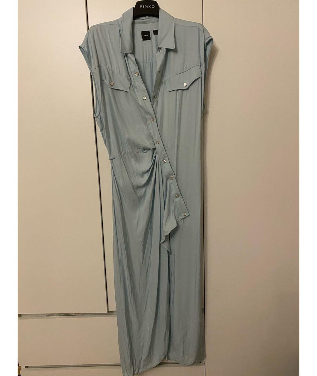 PINKO Бирюзовое вискозное повседневное платье, фото 2