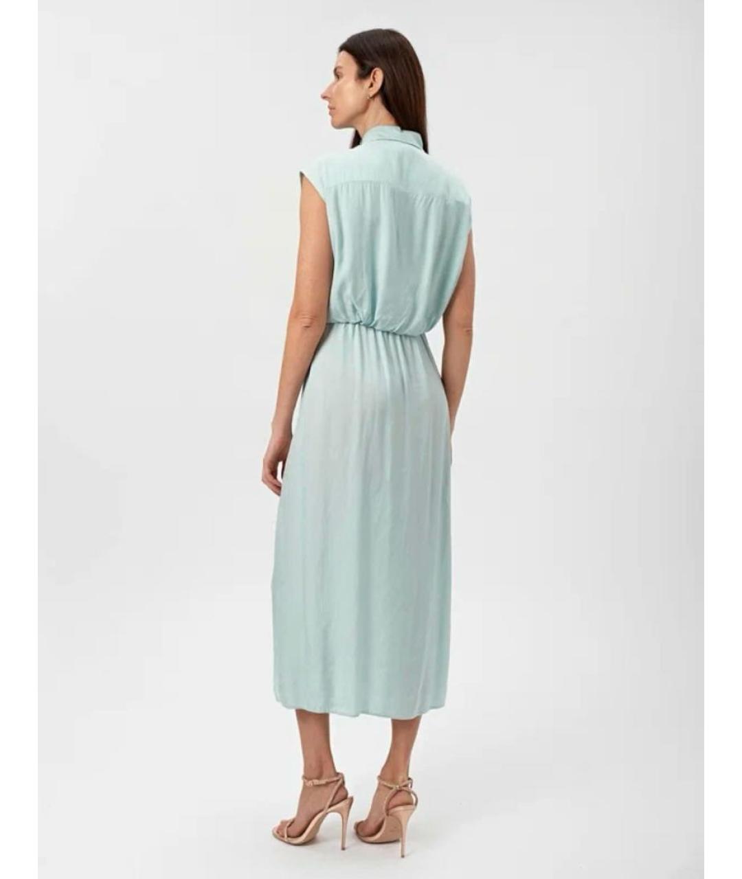 PINKO Бирюзовое вискозное повседневное платье, фото 6