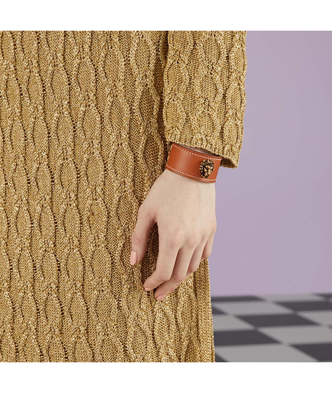 GUCCI Оранжевый кожаный браслет, фото 5