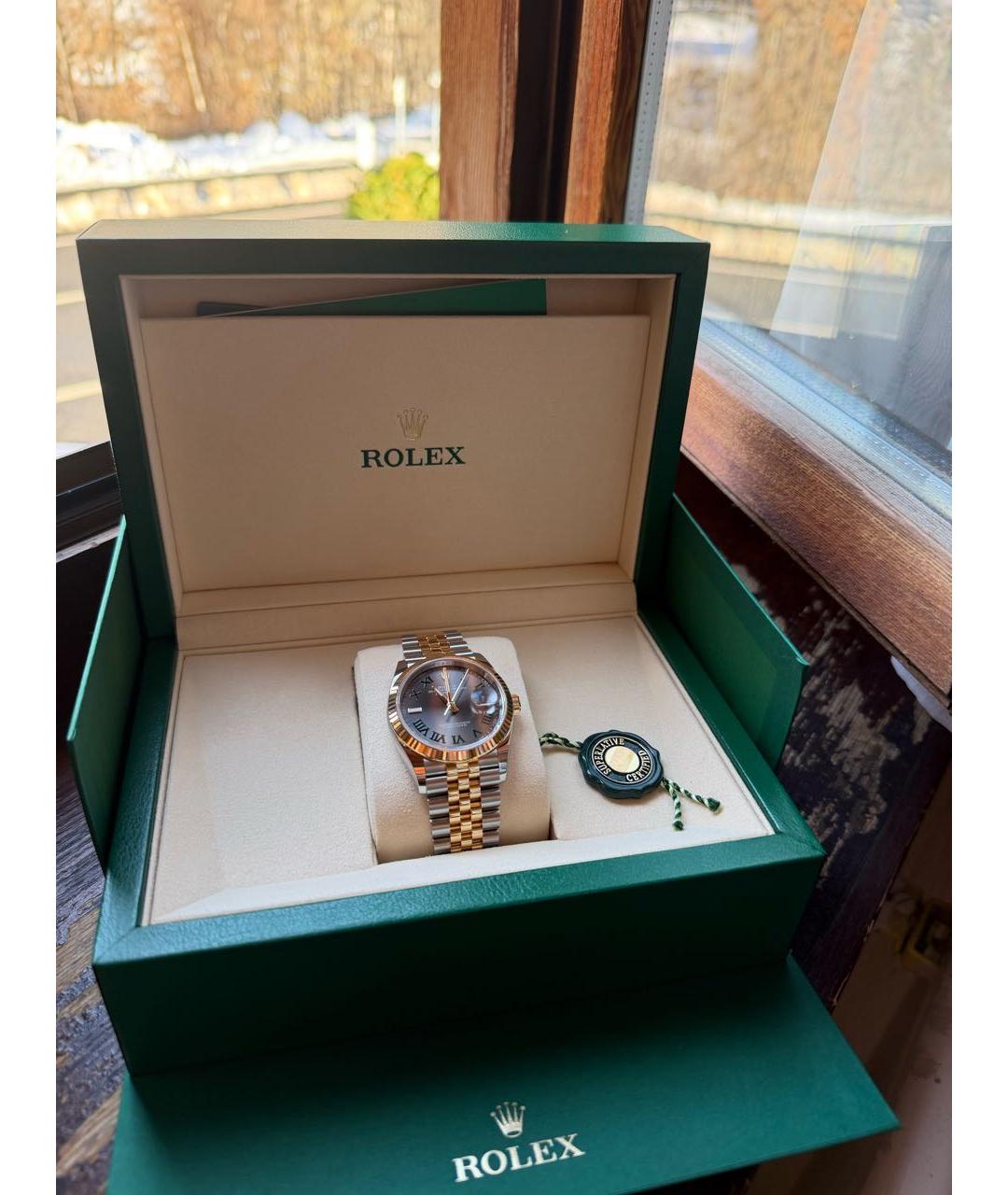 ROLEX Белые часы из желтого золота, фото 2