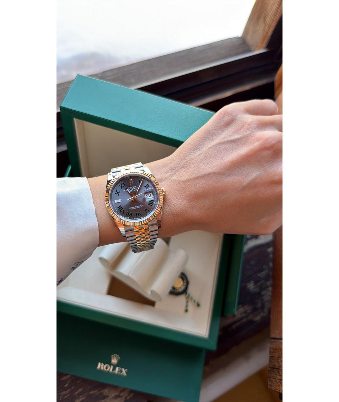 ROLEX Белые часы из желтого золота, фото 3