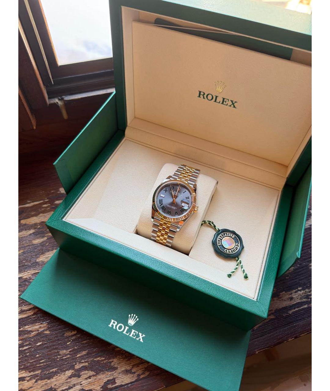 ROLEX Белые часы из желтого золота, фото 5