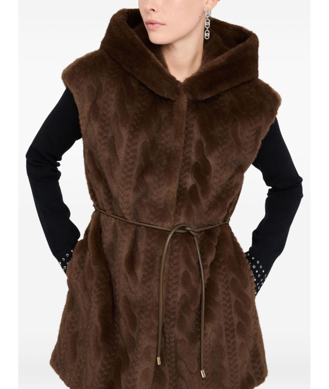 LIU JO Коричневый полиэстеровый жилет, фото 5