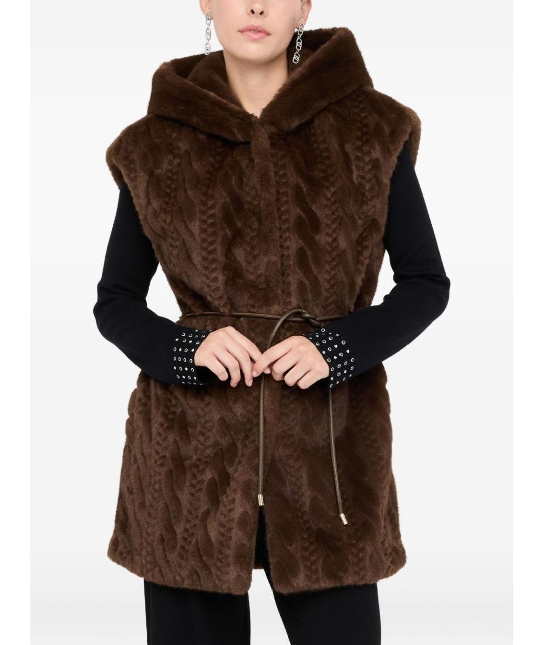 LIU JO Коричневый полиэстеровый жилет, фото 3