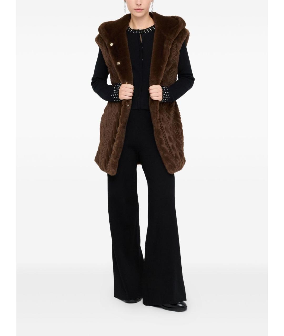 LIU JO Коричневый полиэстеровый жилет, фото 4