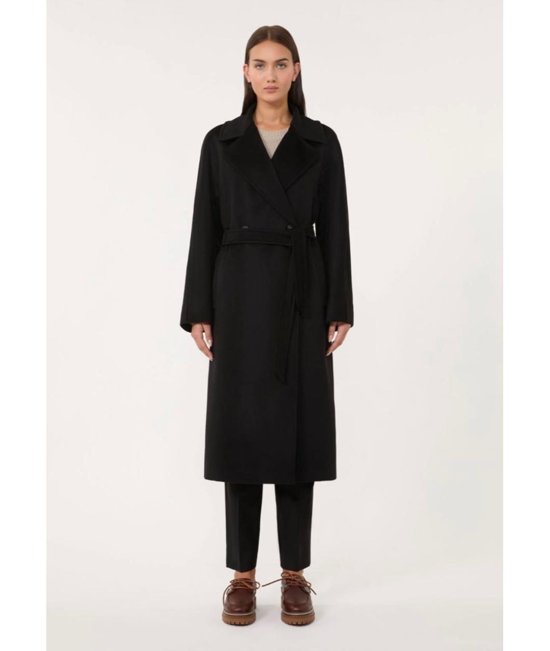 WEEKEND MAX MARA Черное шерстяное пальто, фото 3