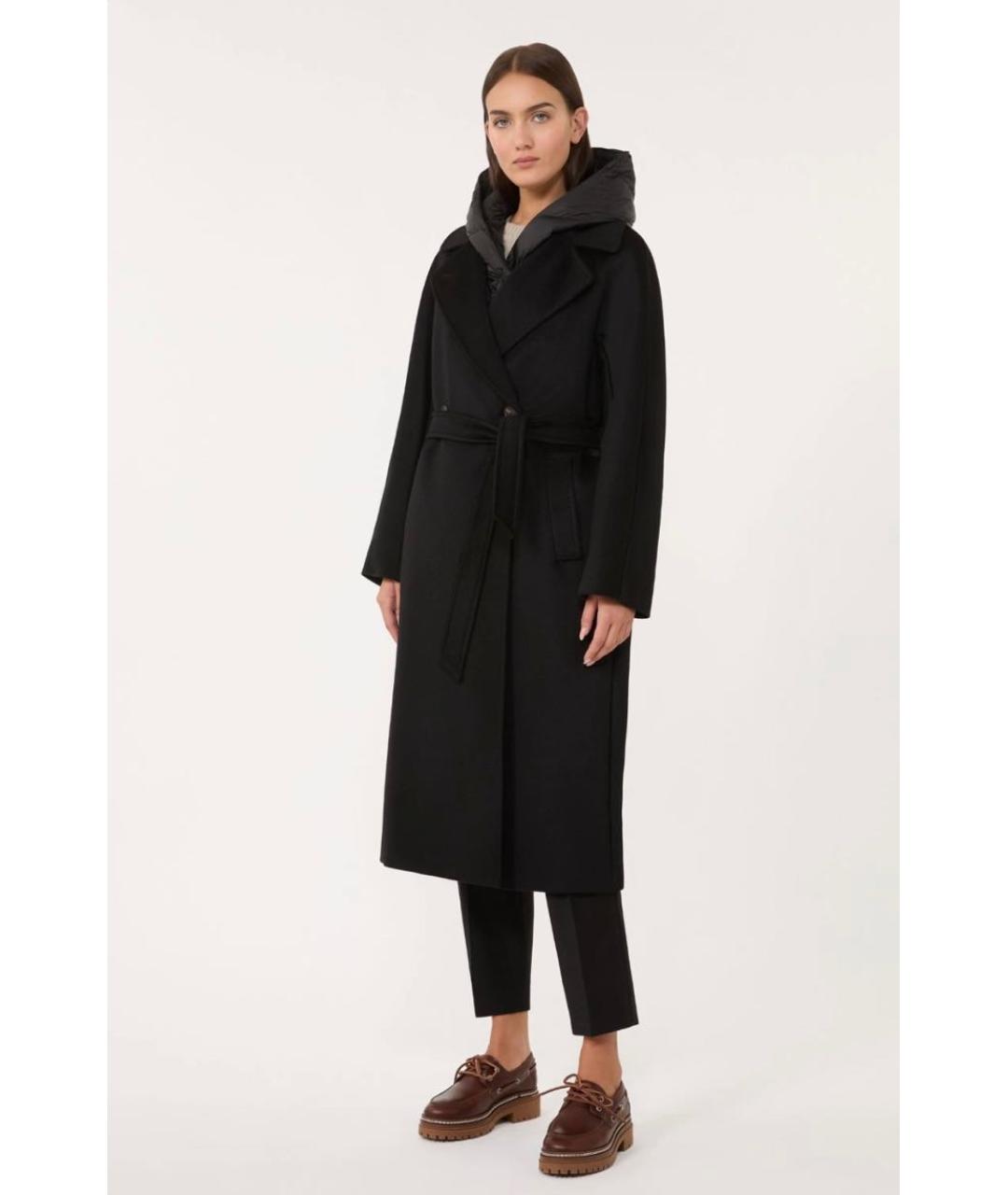 WEEKEND MAX MARA Черное шерстяное пальто, фото 4