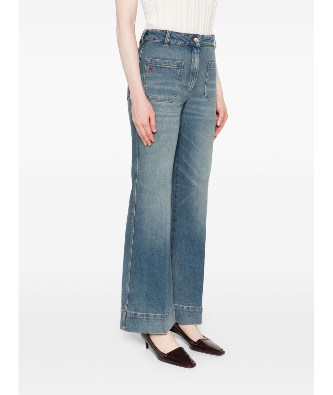 VICTORIA BECKHAM Синие хлопковые джинсы клеш, фото 3