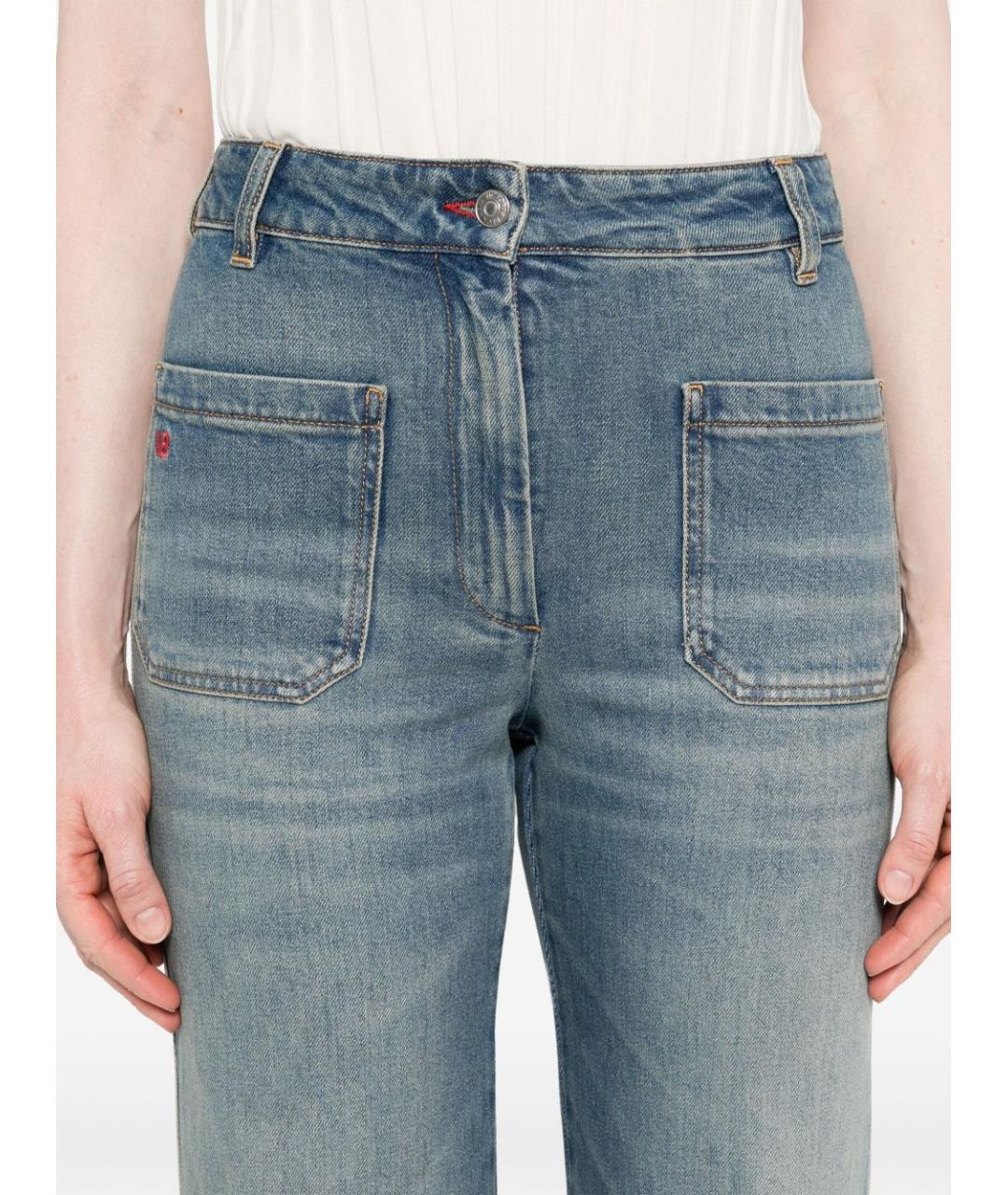 VICTORIA BECKHAM Синие хлопковые джинсы клеш, фото 2