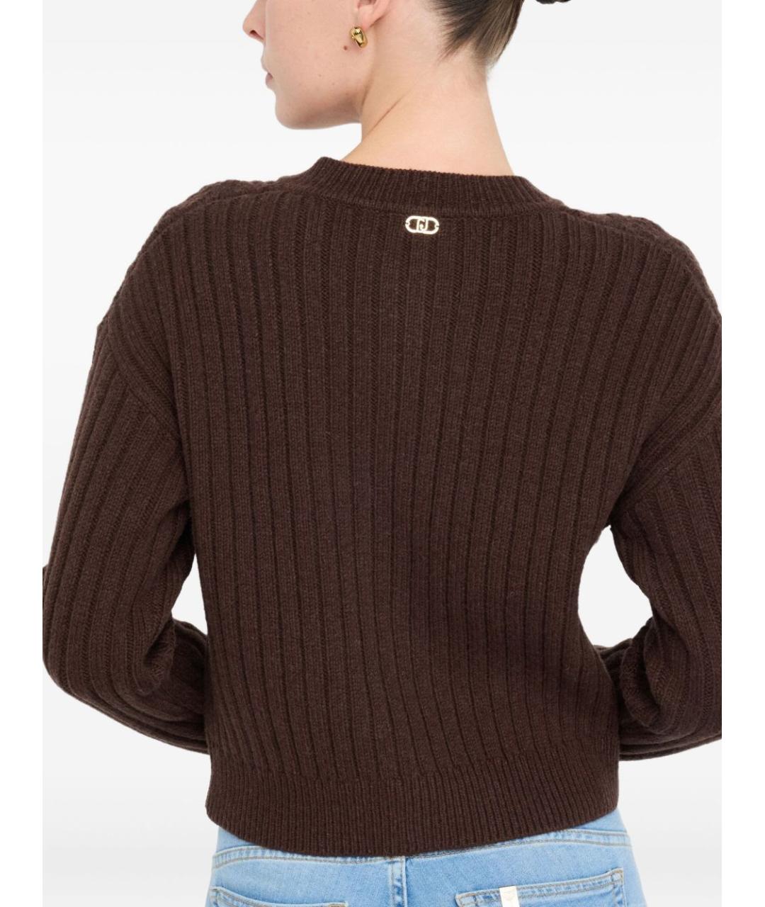 LIU JO Коричневый шерстяной кардиган, фото 3