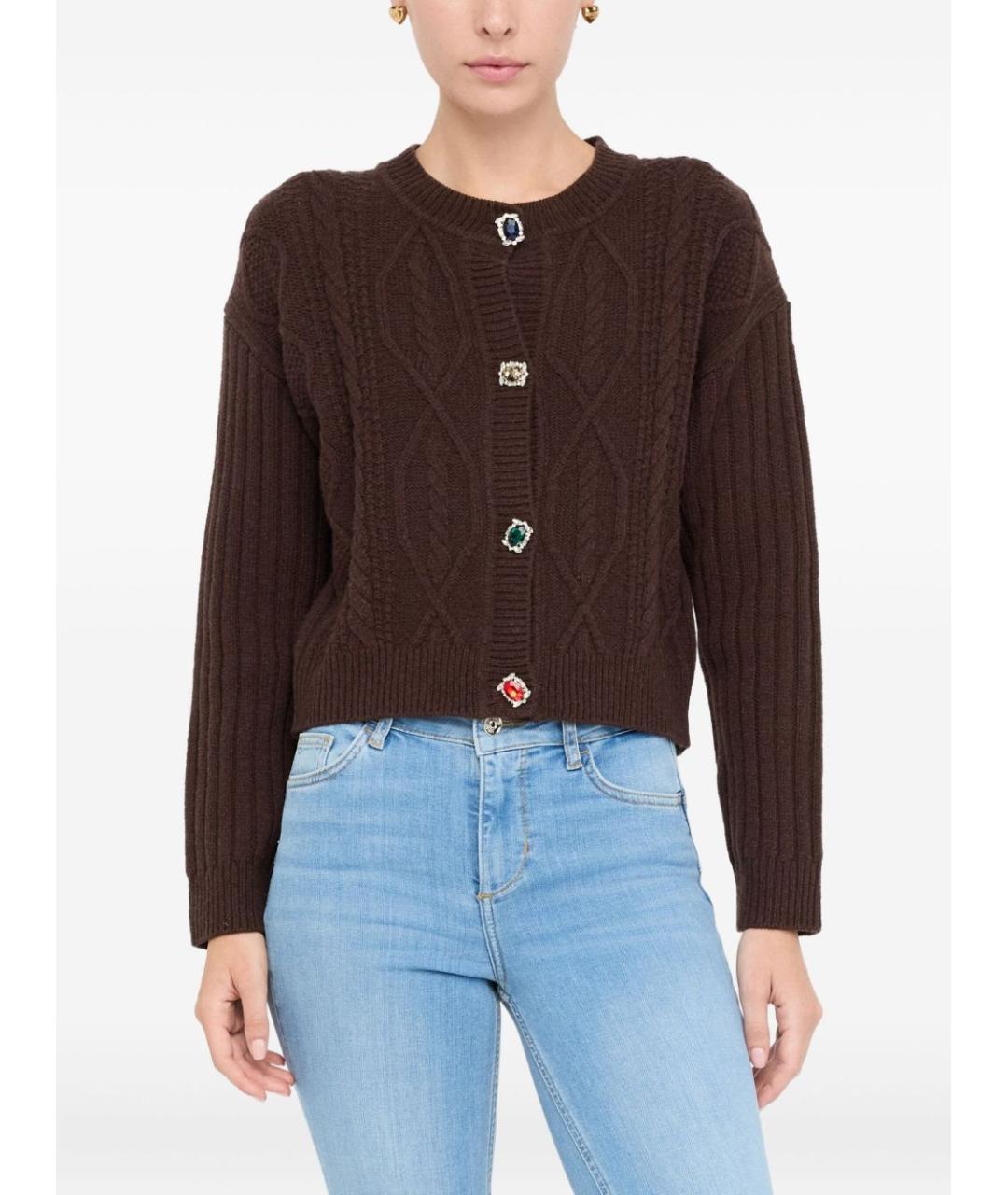 LIU JO Коричневый шерстяной кардиган, фото 5