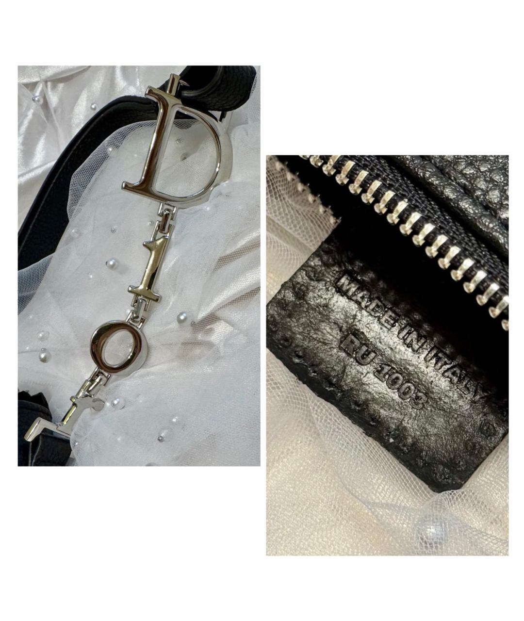 CHRISTIAN DIOR Черная кожаная сумка через плечо, фото 5