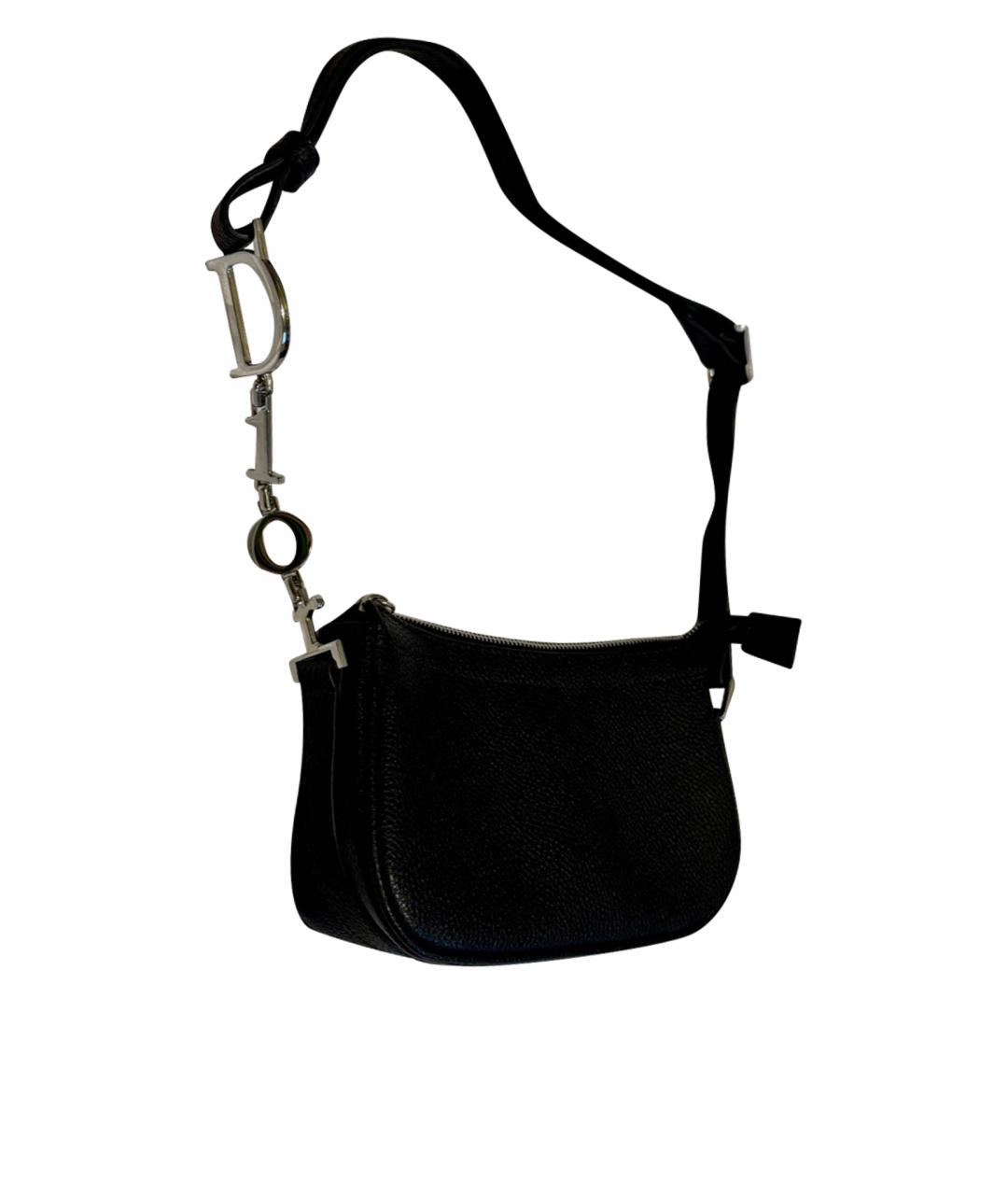 CHRISTIAN DIOR Черная кожаная сумка через плечо, фото 1