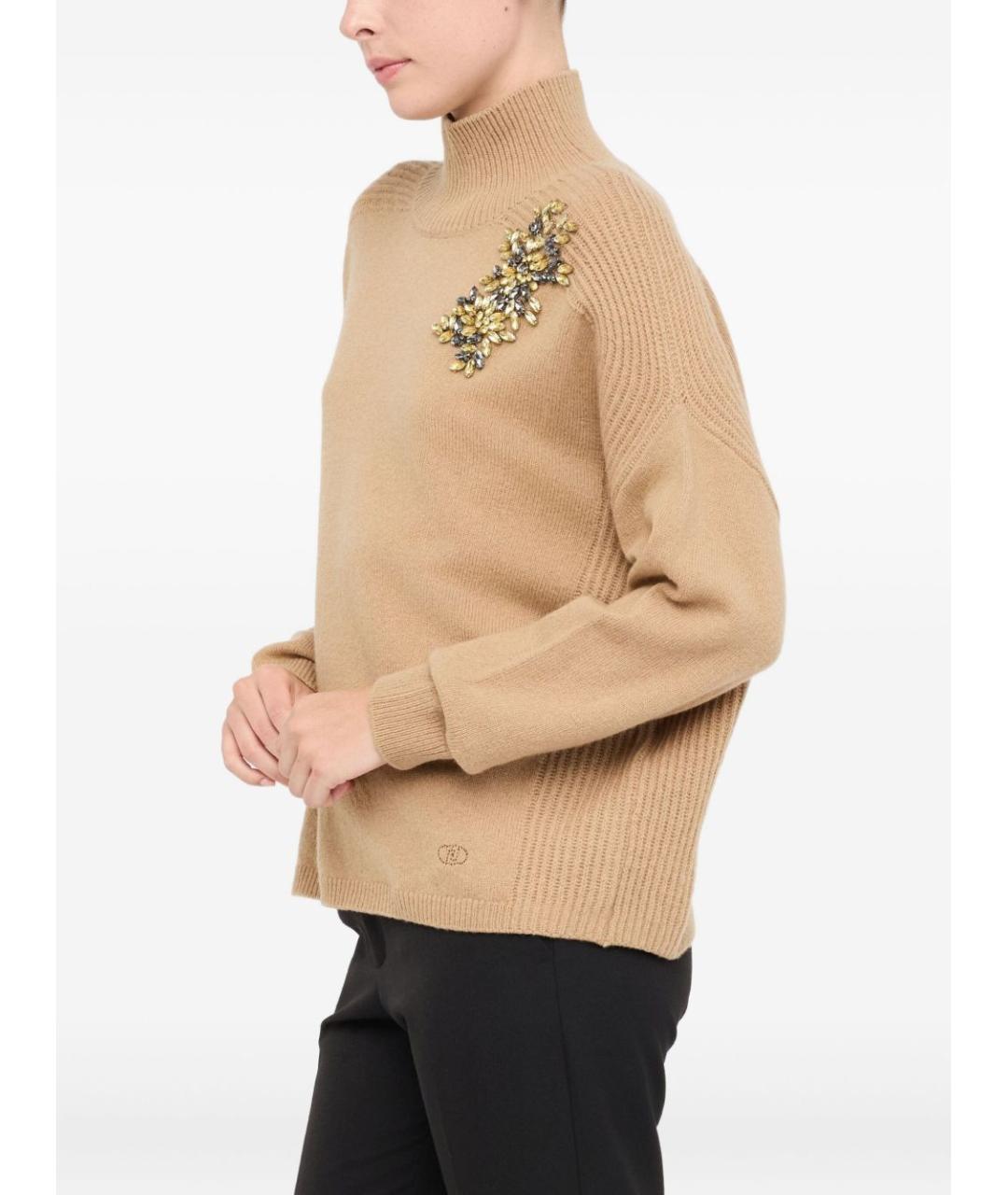 LIU JO Бежевый шерстяной джемпер / свитер, фото 5