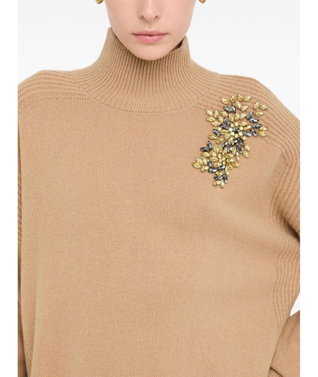 LIU JO Бежевый шерстяной джемпер / свитер, фото 3