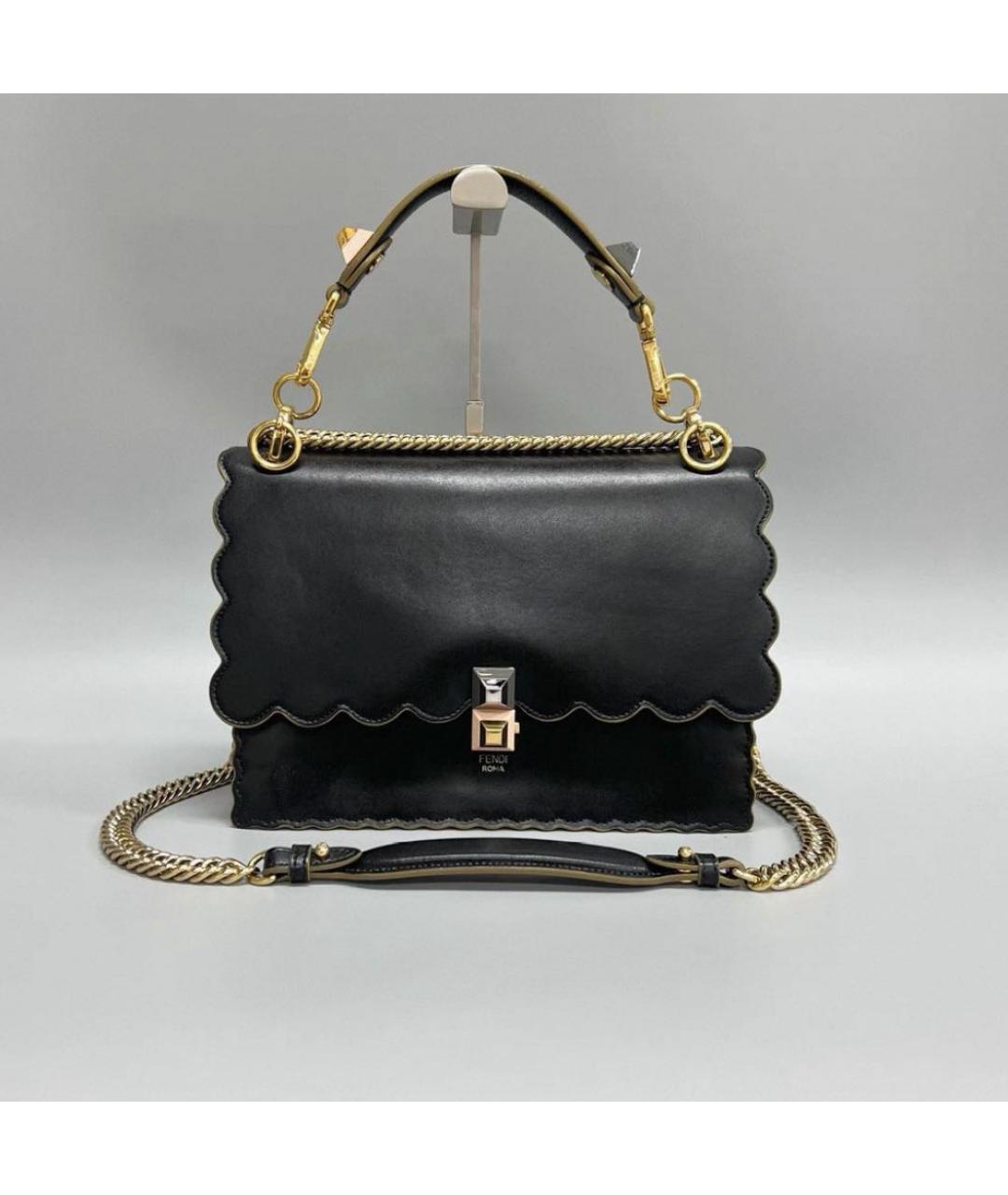 FENDI Черная кожаная сумка с короткими ручками, фото 5