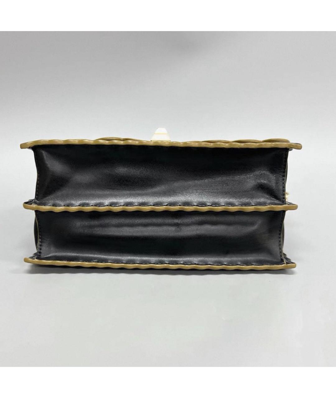 FENDI Черная кожаная сумка с короткими ручками, фото 3