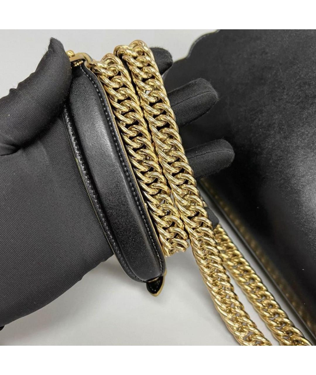 FENDI Черная кожаная сумка с короткими ручками, фото 4