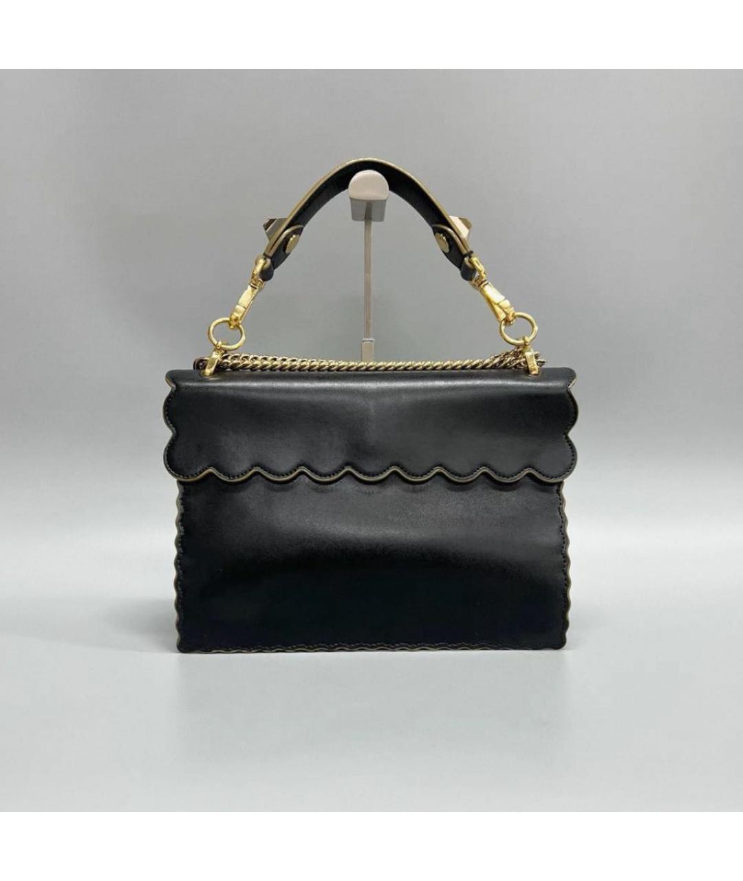 FENDI Черная кожаная сумка с короткими ручками, фото 2