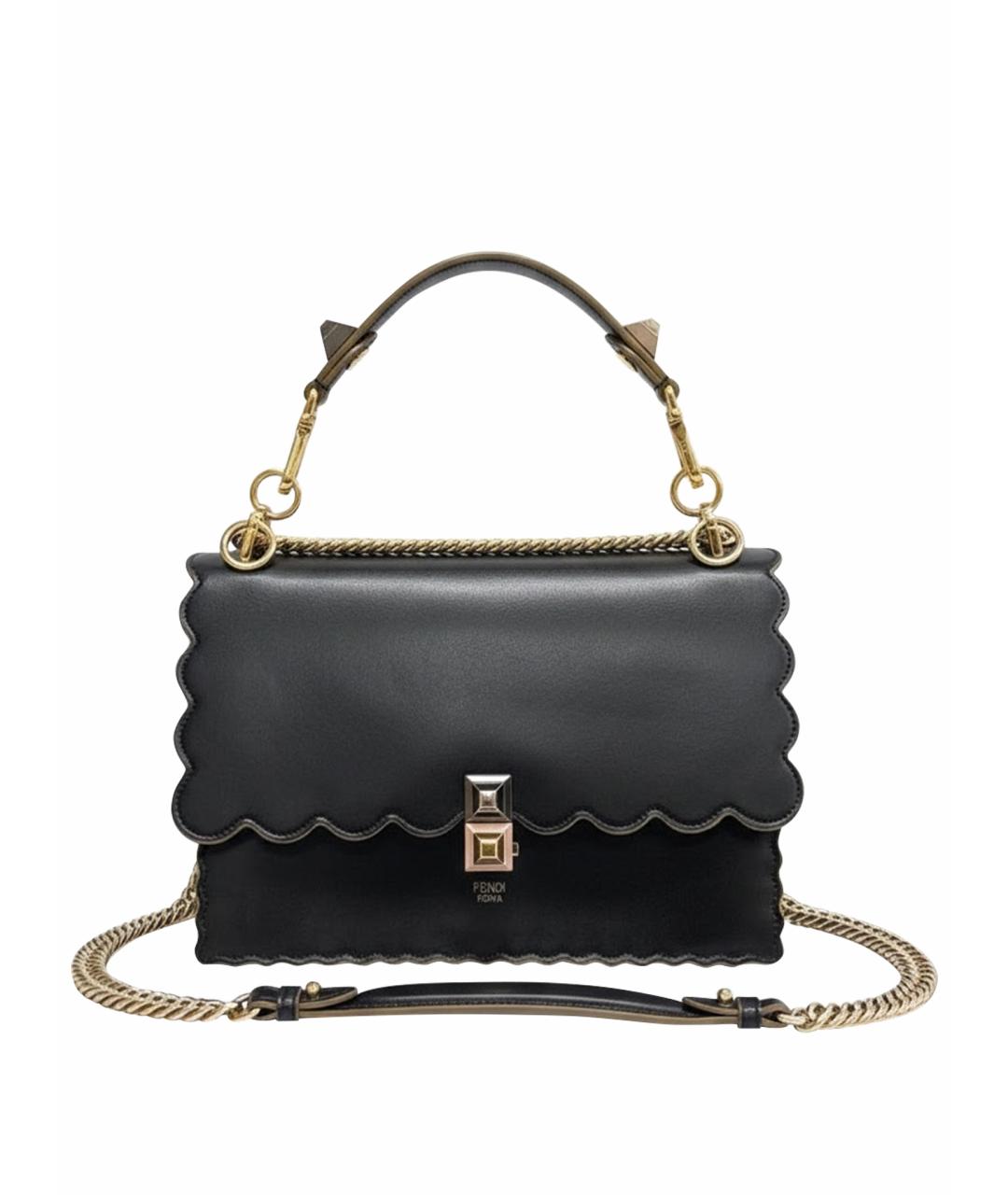 FENDI Черная кожаная сумка с короткими ручками, фото 1