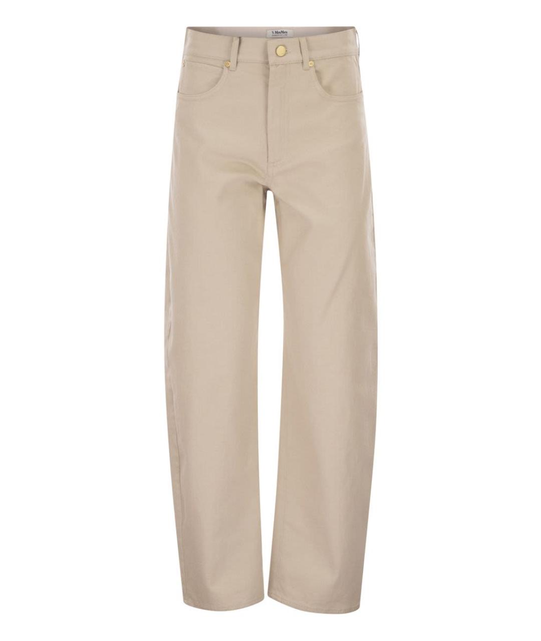 'S MAX MARA Бежевые хлопковые прямые брюки, фото 1