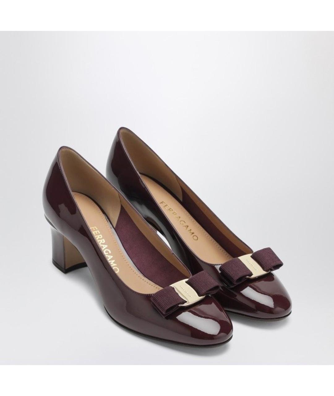 FERRAGAMO Бордовые кожаные туфли, фото 2