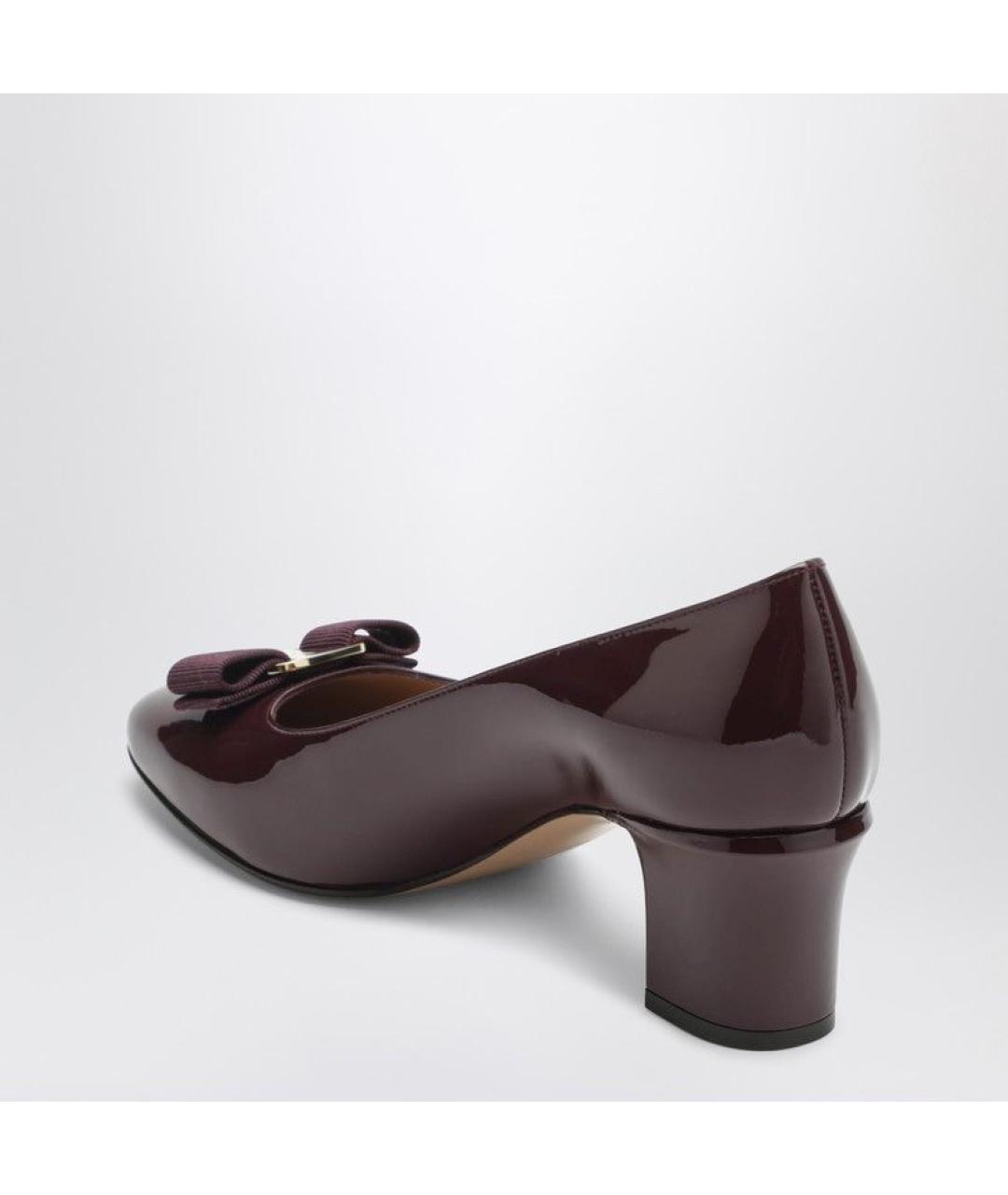 FERRAGAMO Бордовые кожаные туфли, фото 3