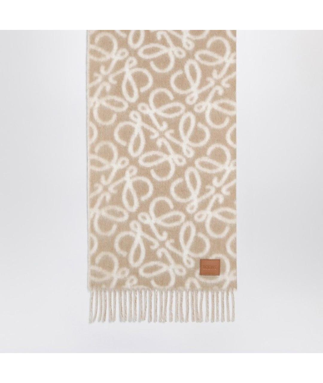 LOEWE Бежевый шерстяной шарф, фото 2