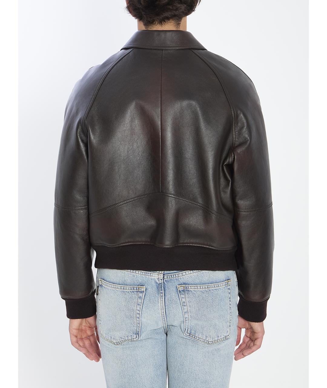 CELINE Коричневая кожаная куртка, фото 5