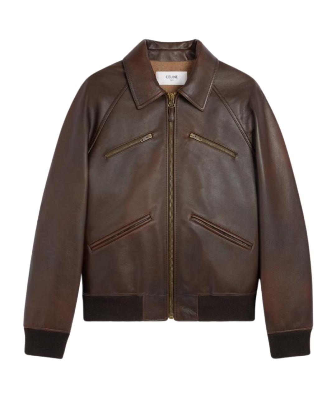 CELINE Коричневая кожаная куртка, фото 1