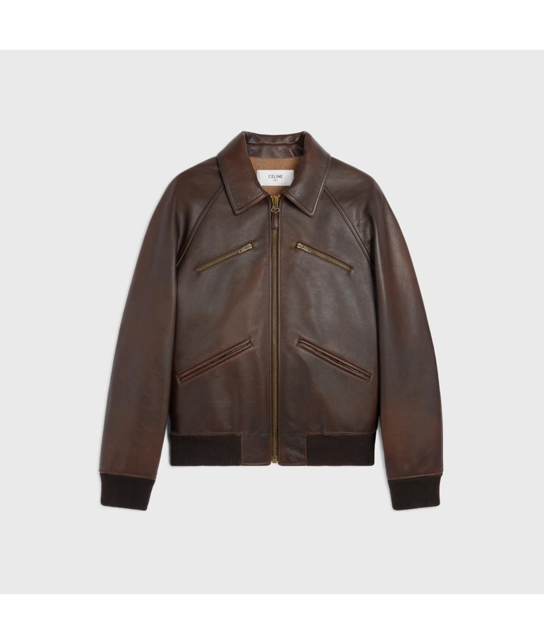 CELINE Коричневая кожаная куртка, фото 6