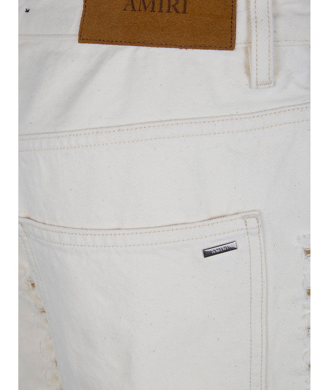 AMIRI Белые хлопковые прямые джинсы, фото 3