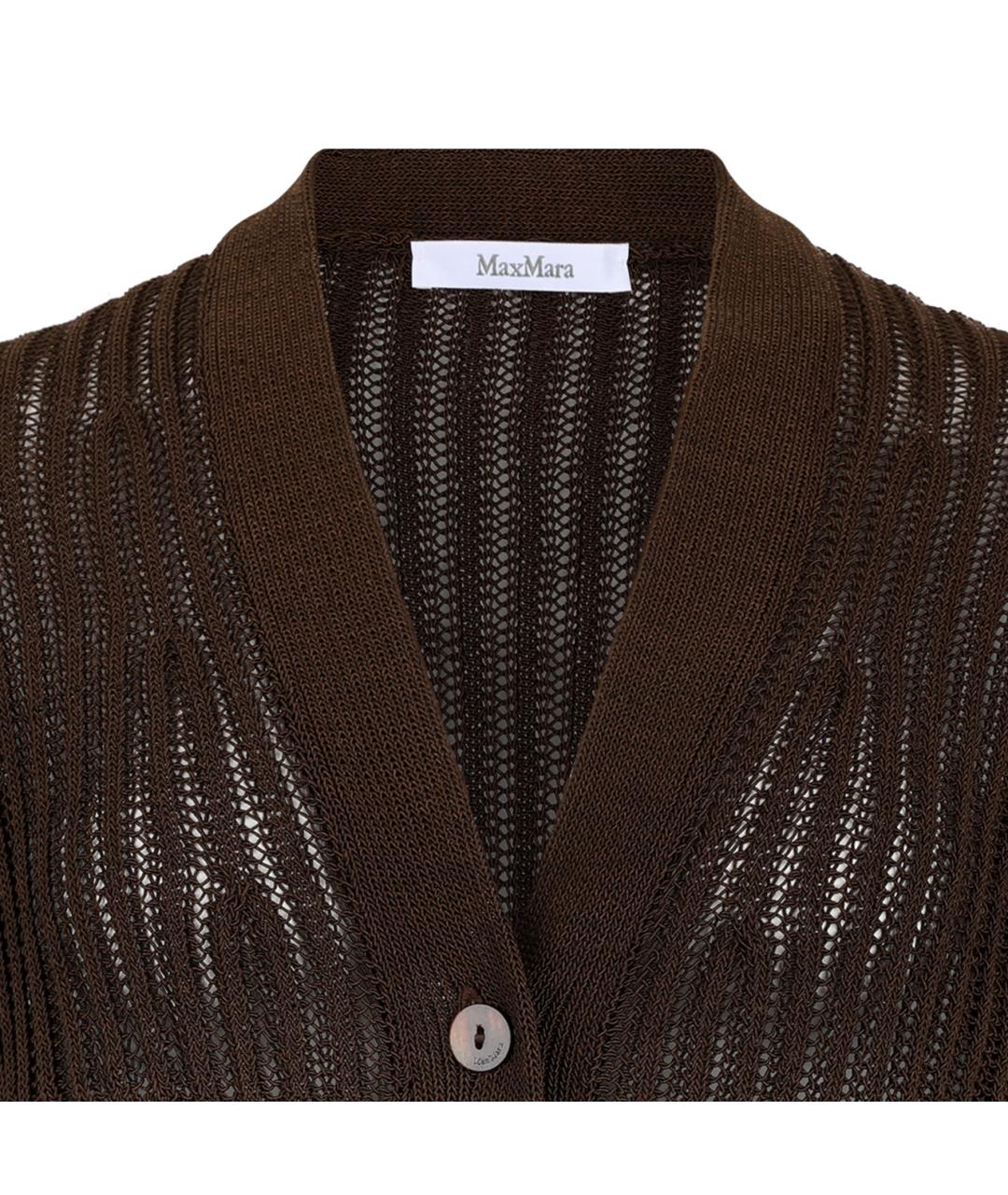 MAX MARA Коричневый хлопковый кардиган, фото 3