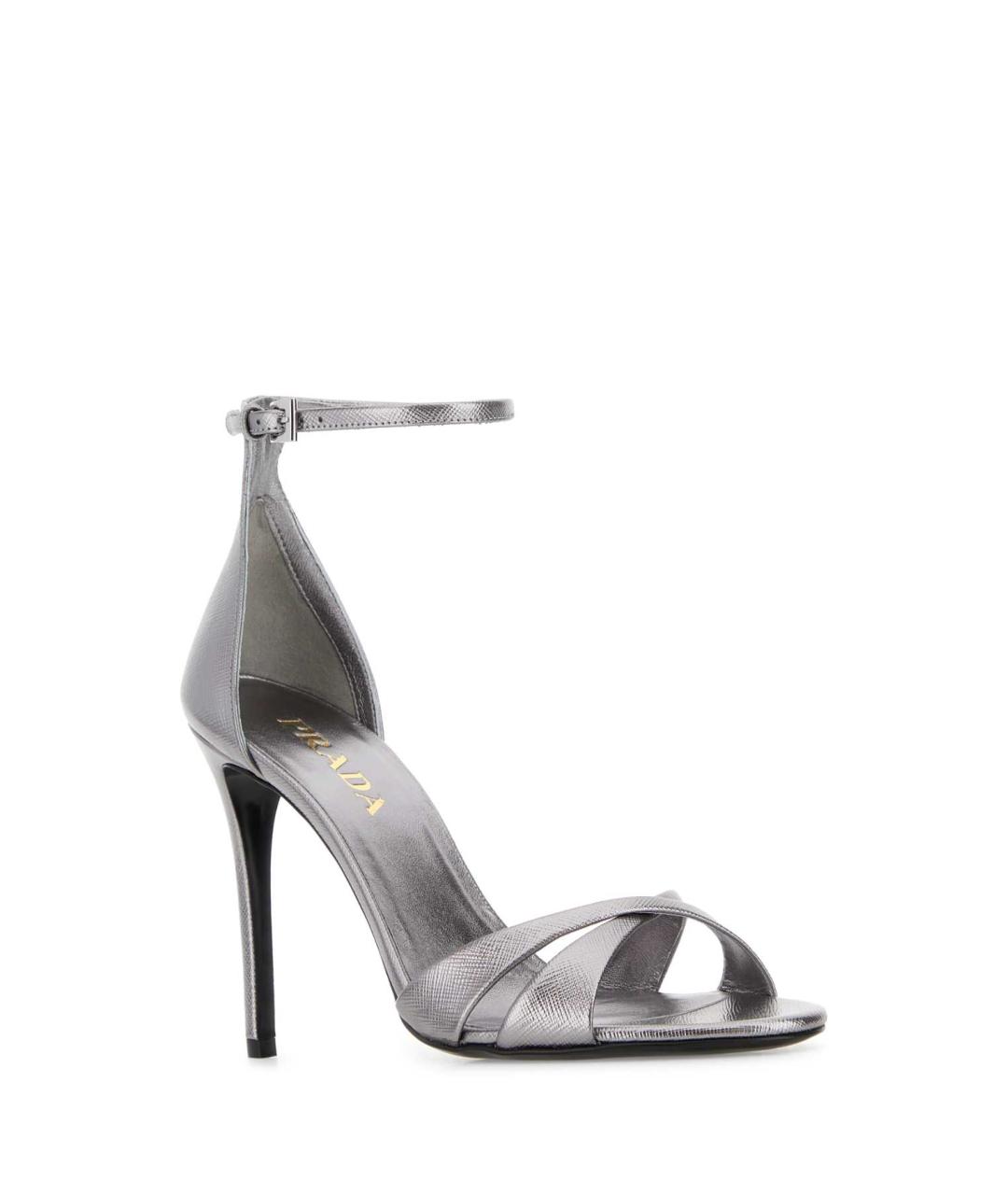PRADA Серебряные кожаные босоножки, фото 2